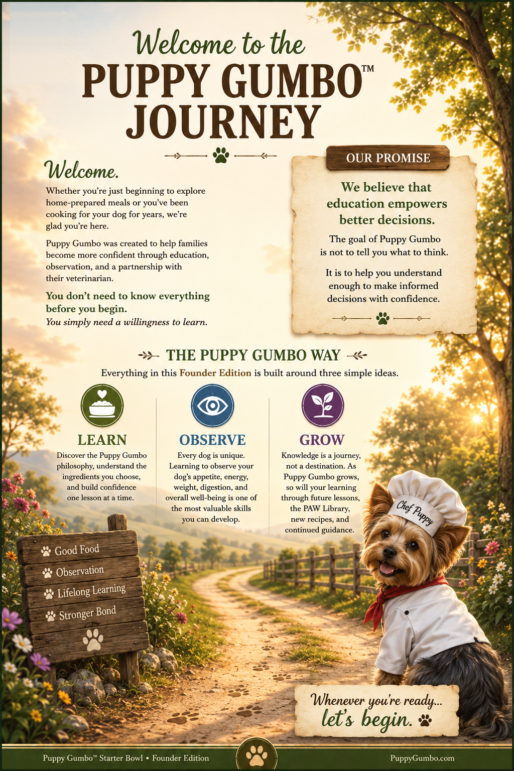 Welcome to the Puppy Gumbo journey, built around learning, observing, and growing