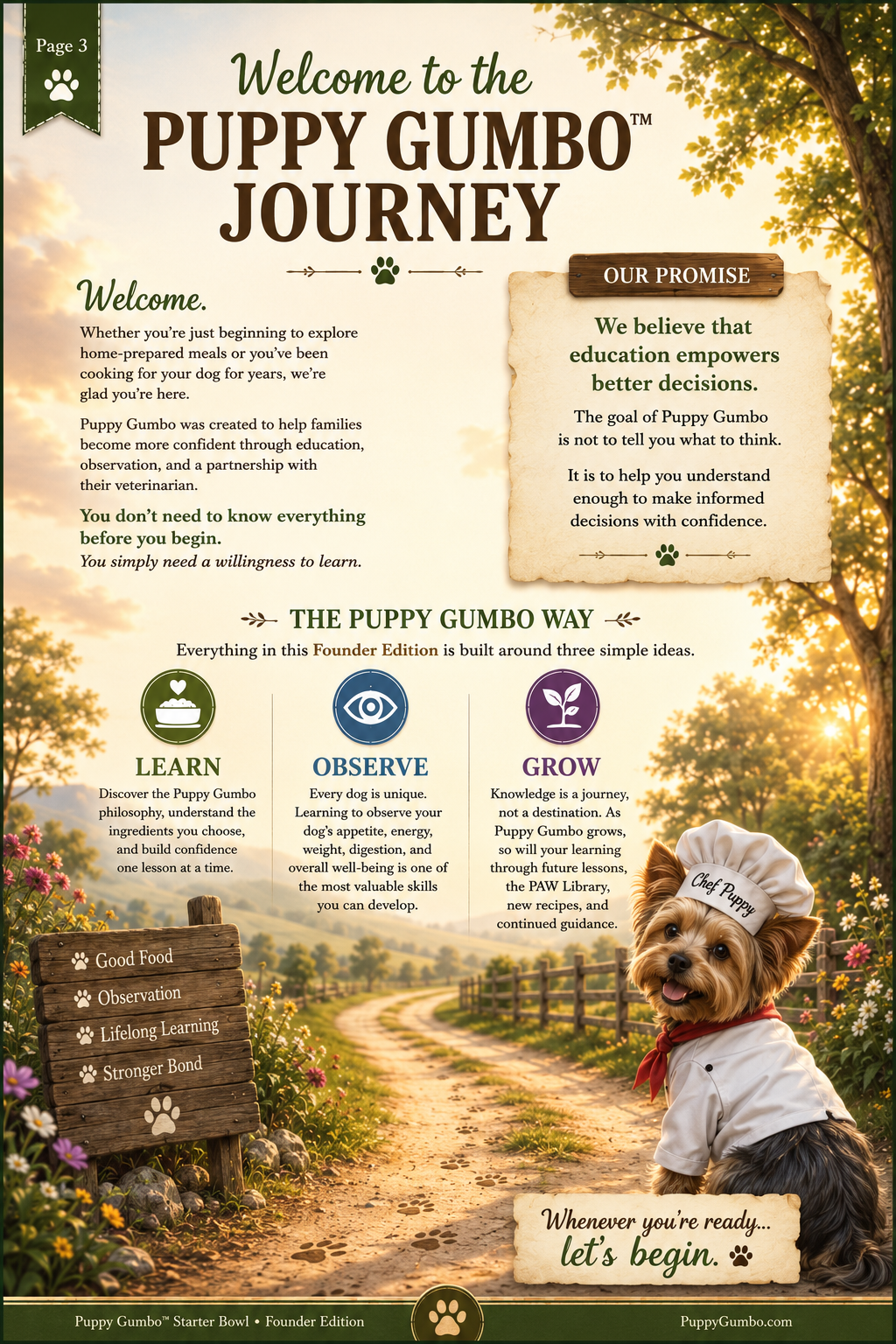 Cookbook preview page 3: Welcome to the Puppy Gumbo Journey