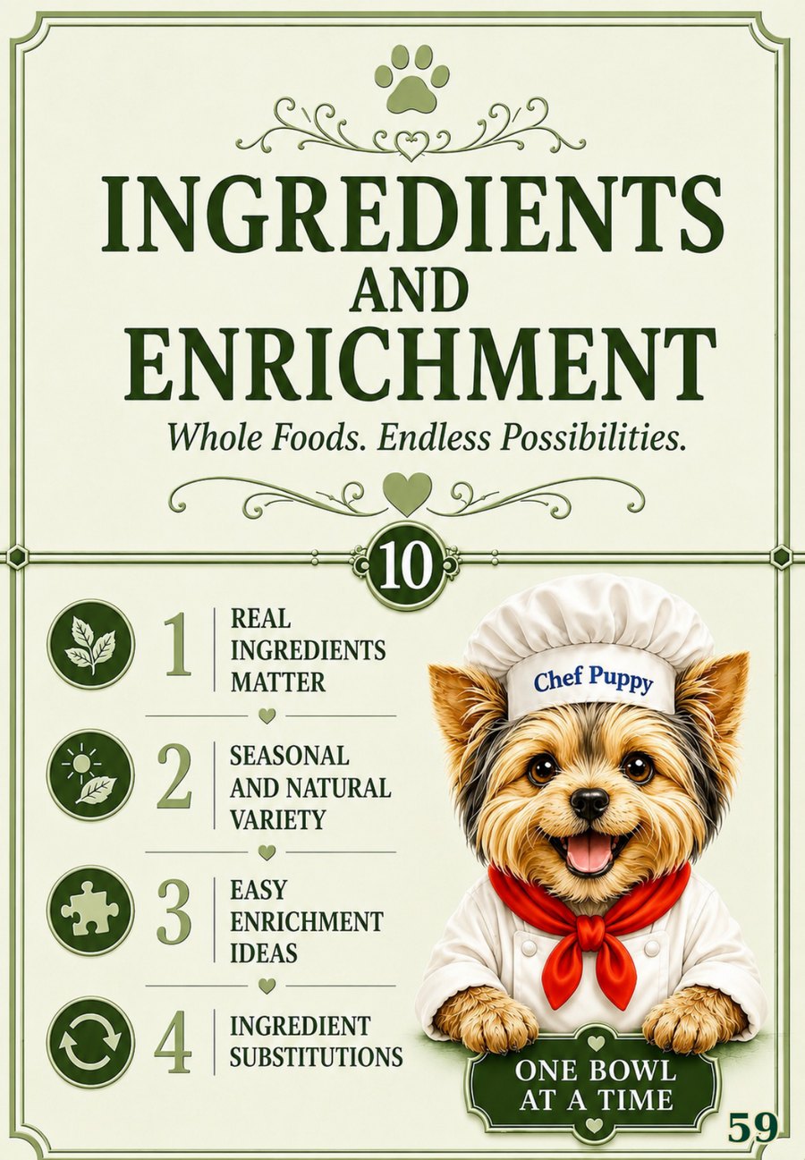 Cookbook preview page 59: Ingredients and Enrichment Divider