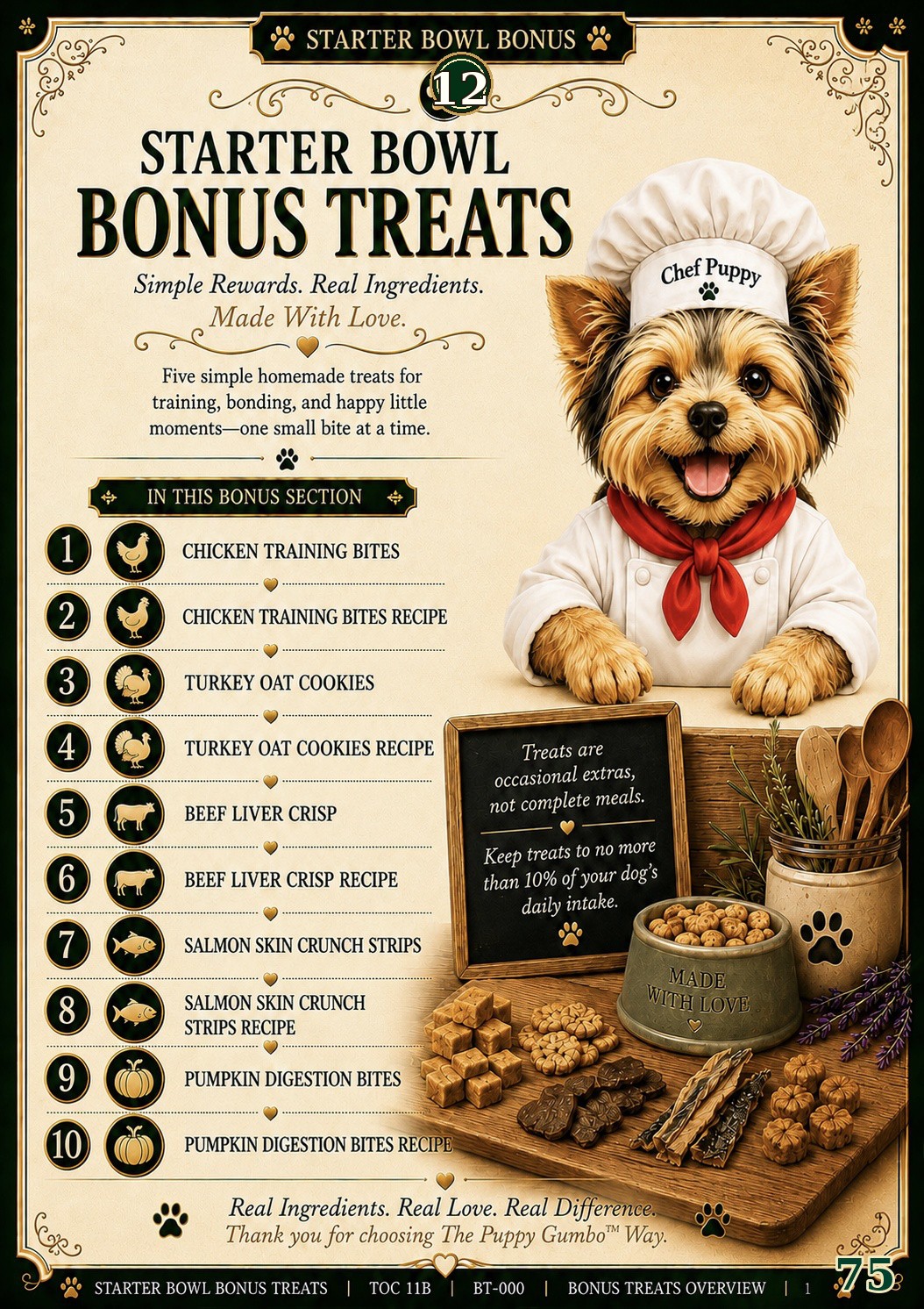 Cookbook preview page 75: 12. Starter Bowl Bonus Treats Divider
